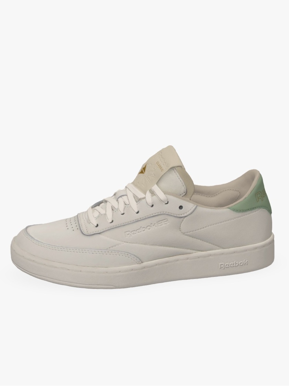 Reebok Women’s Club C Sneaker, size 8, ivory/chalk/mint green/gold